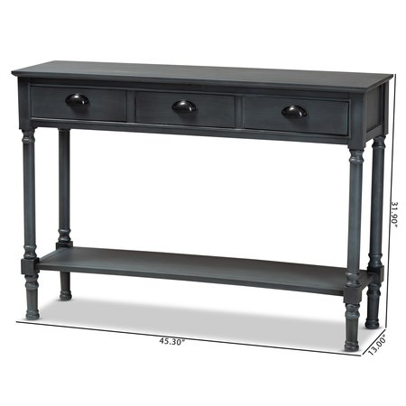 Baxton Studio Garvey French Provincial Grey Finished Wood 3-Drawer Entryway Console Table 179-11329-Zoro